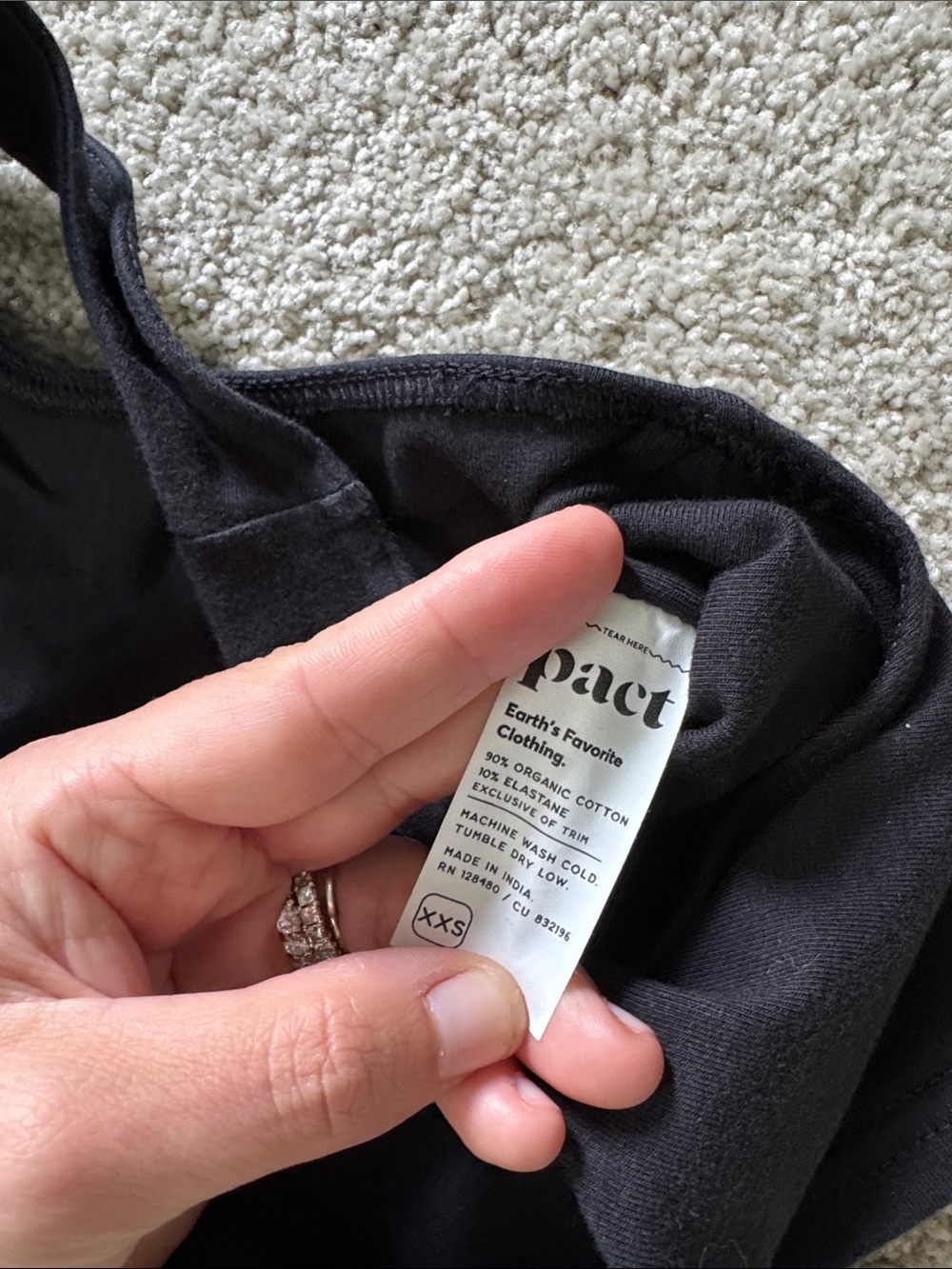 PACT Black Cotton Tank and Leggings Set XXS - Picture 2 of 4